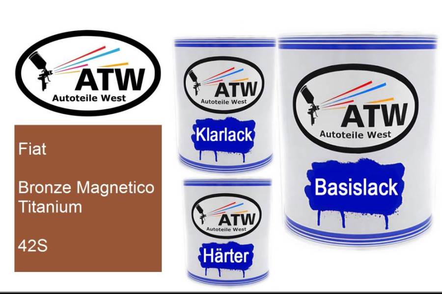Fiat, Bronze Magnetico Titanium, 42S: 1L Lackdose + 1L Klarlack + 500ml Härter - Set, von ATW Autoteile West.